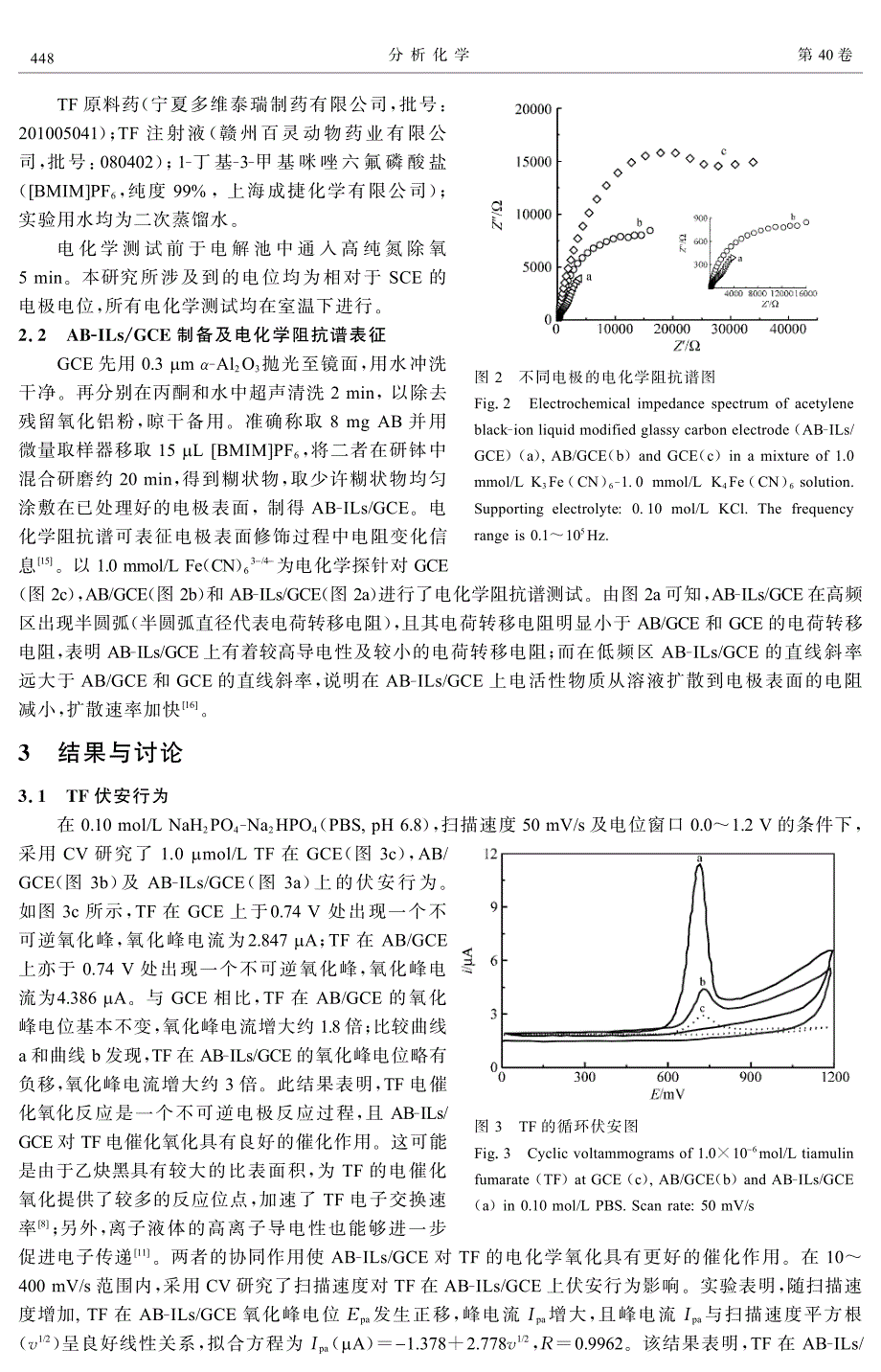 延胡索酸泰妙菌素在乙炔黑-离子液体复合修饰玻碳电极上的电化学行为及电分析方法_第2页