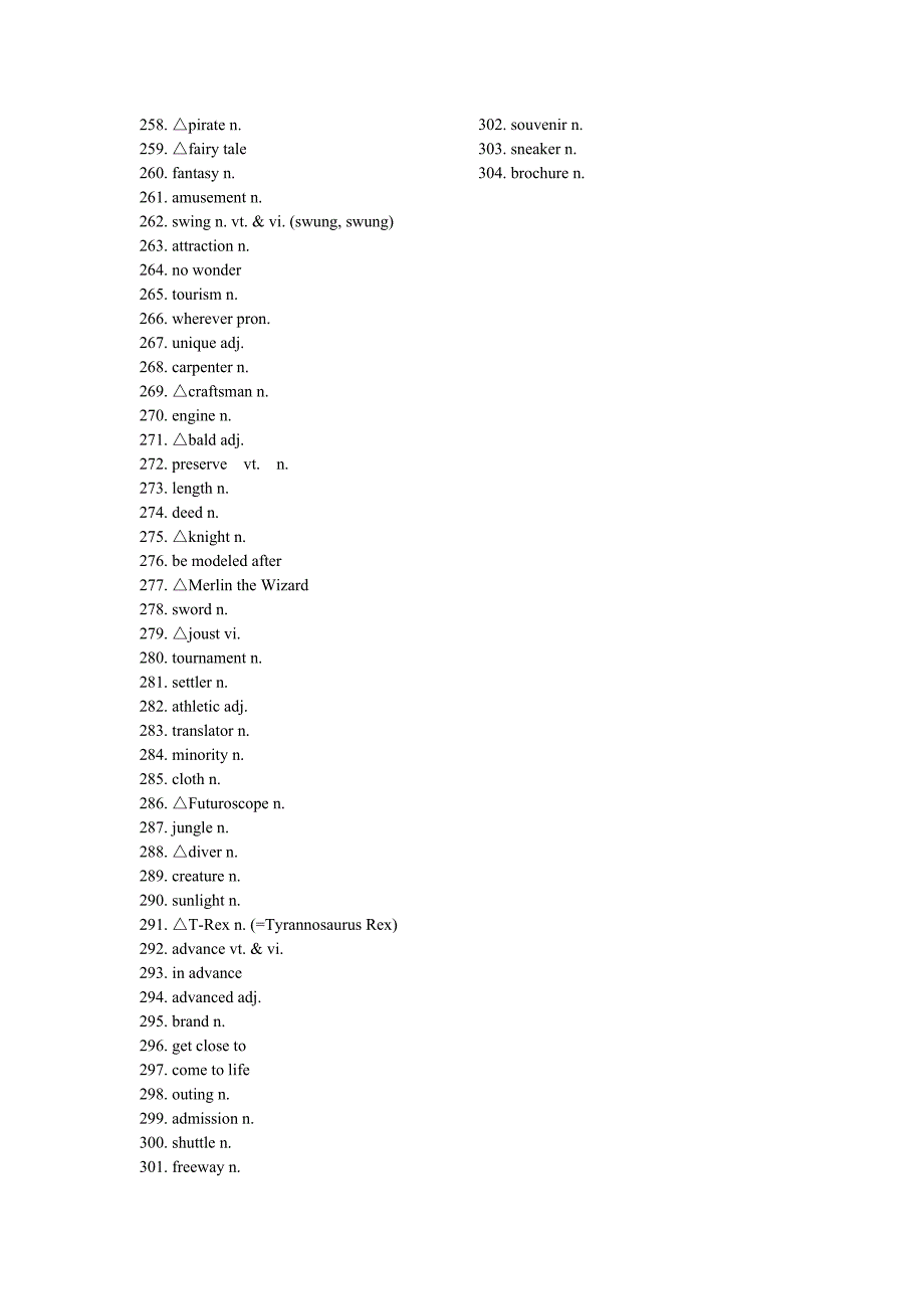 高中英语必修4词汇表--英汉分开_第4页