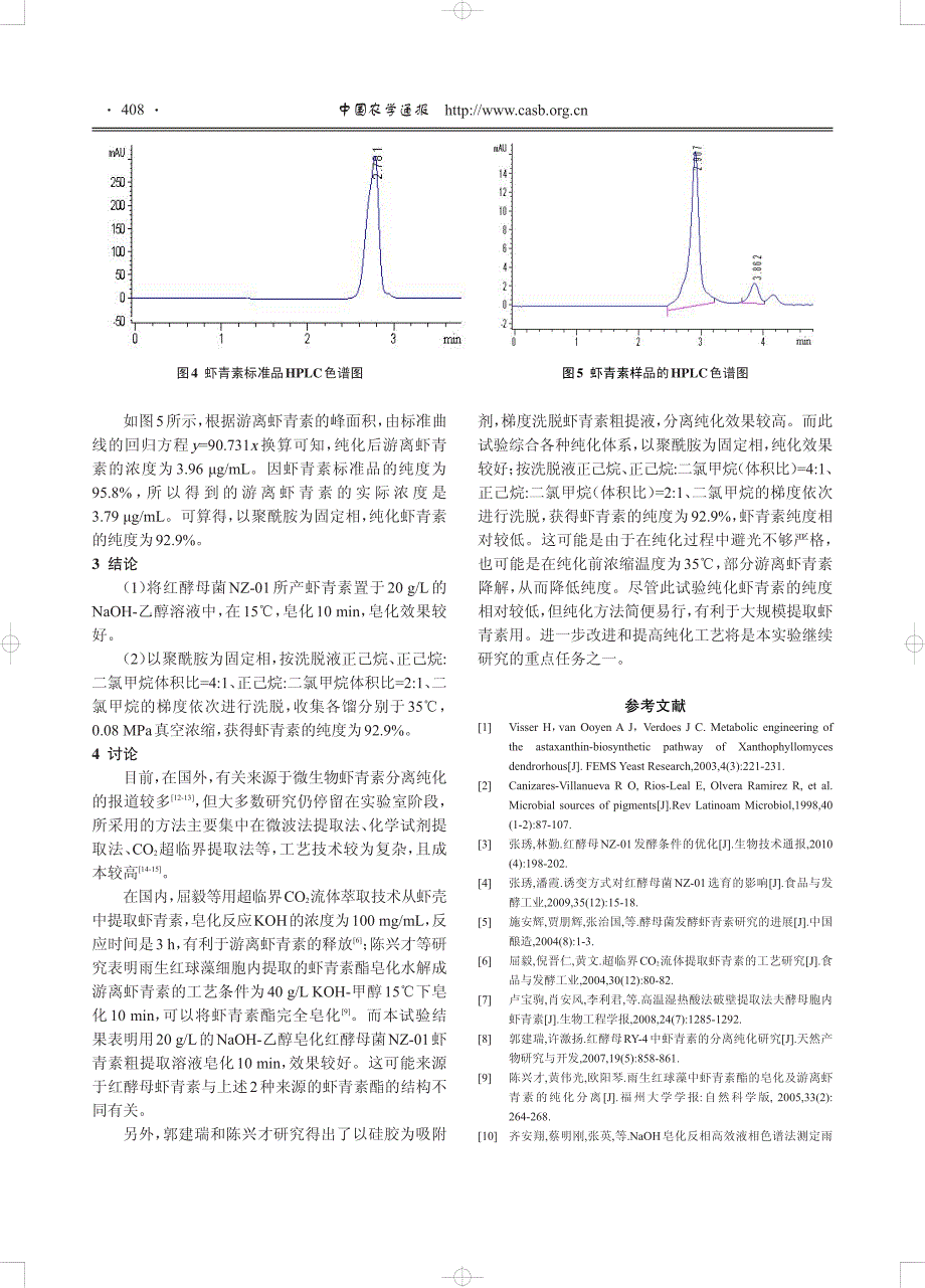 红酵母虾青素的分离与纯化初探_第4页