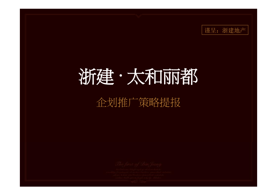 精品文案-浙建地产2009年江苏太仓太和丽都项目企划推广策略提报_第1页