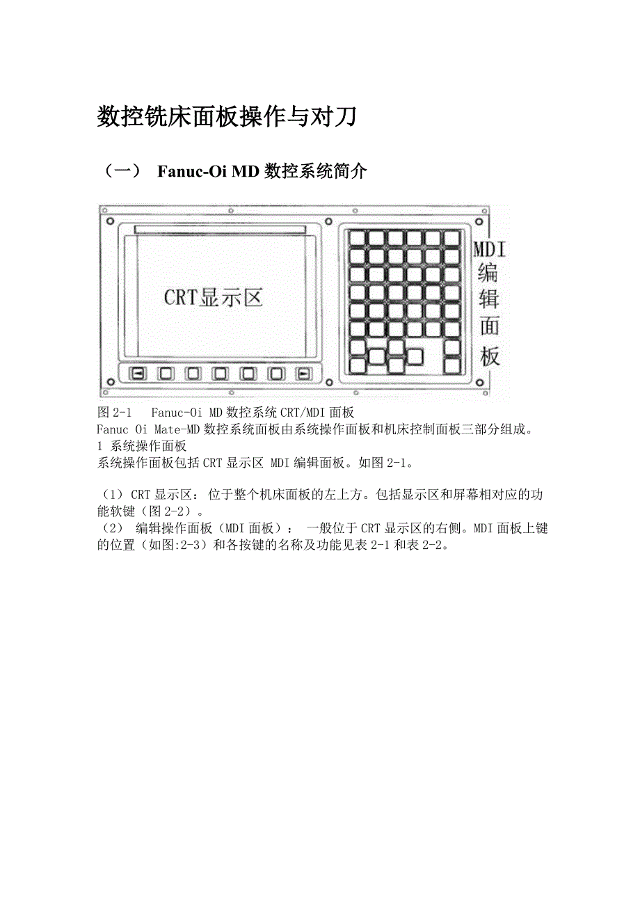 FANUC_Series_0i-MD数控铣床面板操作与对刀_第1页