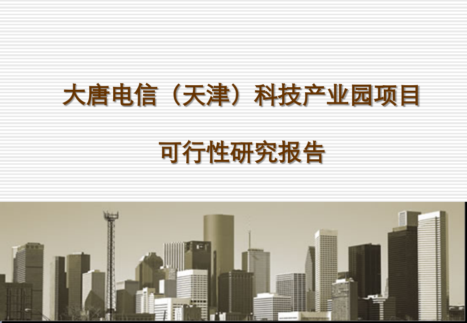 精品报告-2008年大唐电信天津科技产业园项目可行性研究报告ppt_第1页