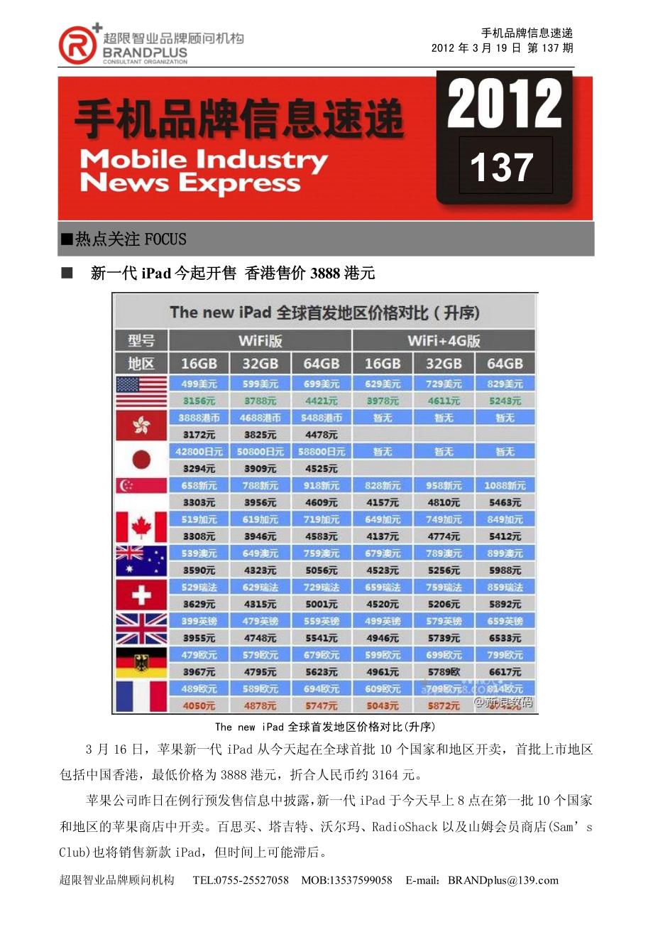 超限智业—手机品牌信息速递2012第137期_第1页