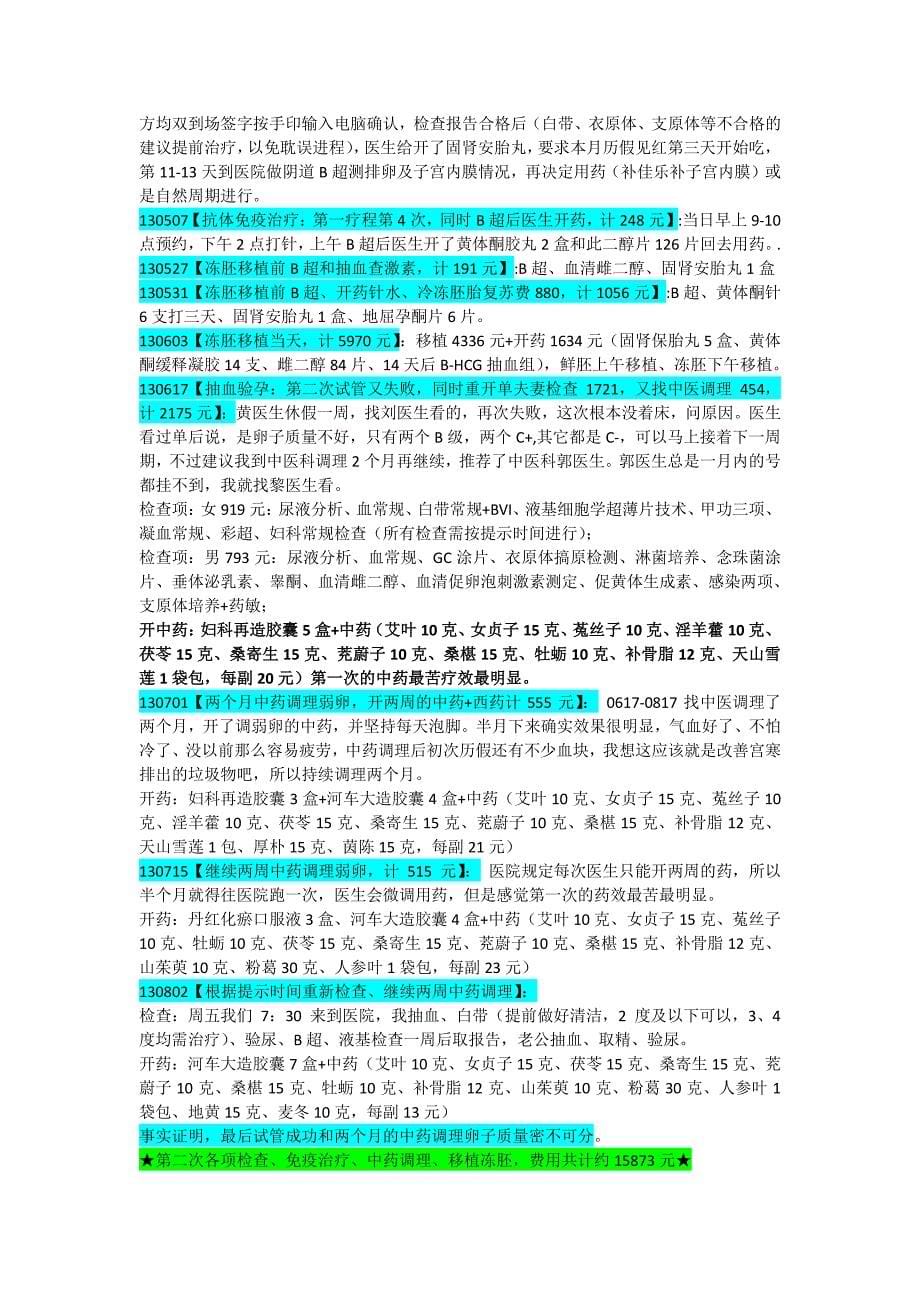 试管婴儿全过程：我马拉松式的四次试管婴儿经历(试管流程、检查项目、注意事项、费用明细全攻略)_第5页