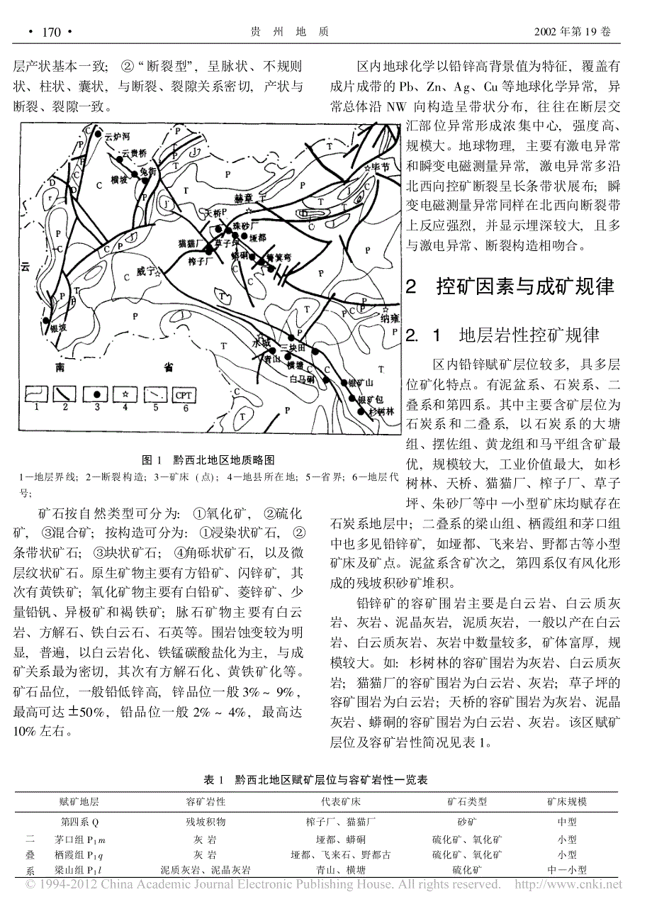 黔西北地区铅锌矿成矿规律及找矿模式初探_第2页