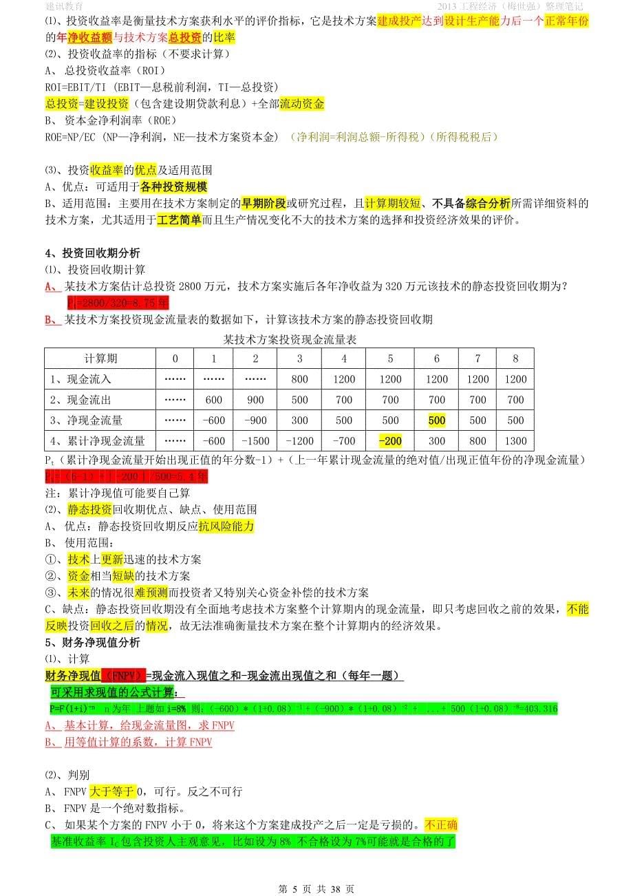 工程经济学习笔记复习资料_第5页