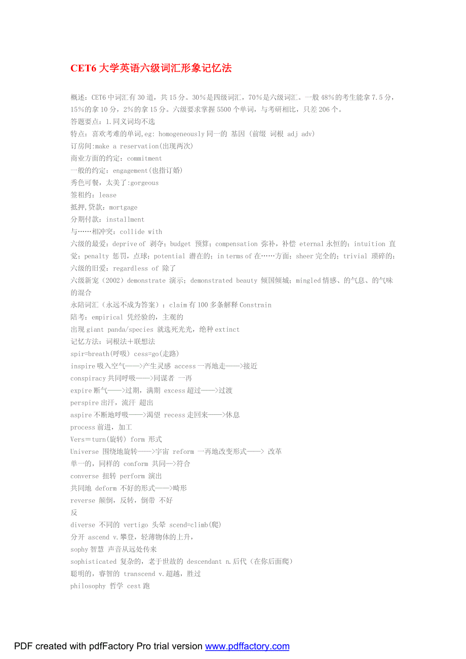 大学英语六级词汇形象记忆法_第1页