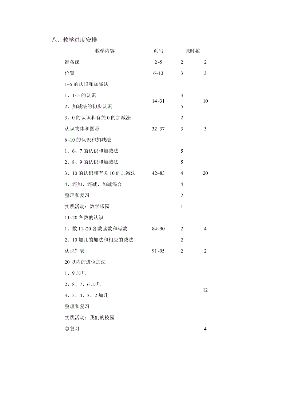 新人教版一年级上册数学教案及教学计划（完整）_第4页