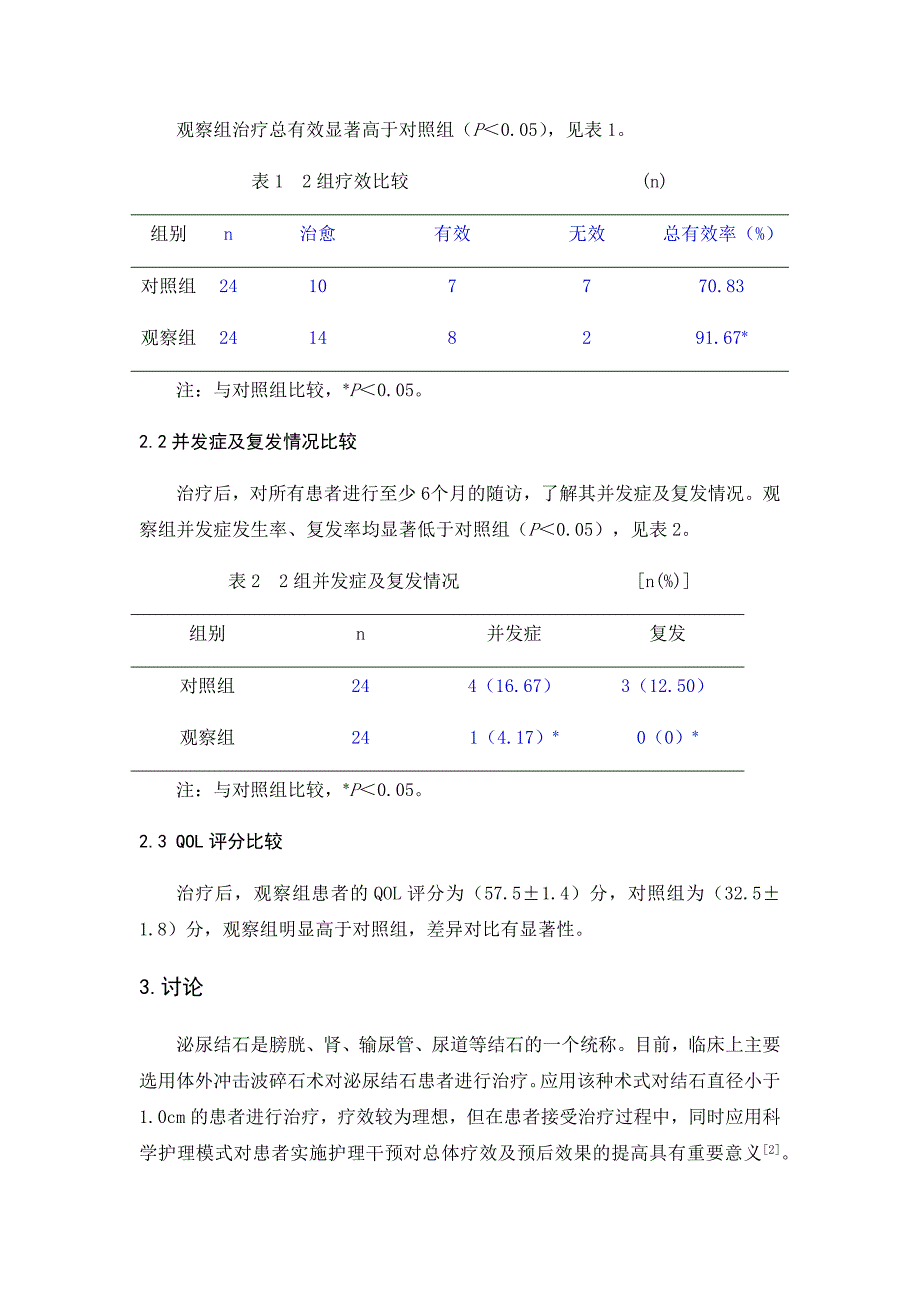 不同护理模式对于泌尿结石患者行体外冲击波碎石预后的影响_第3页