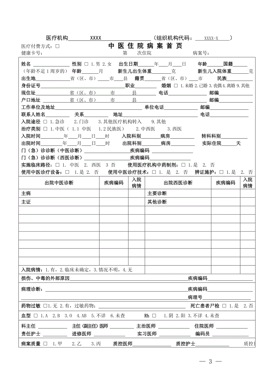 2012中医病案首页_第1页