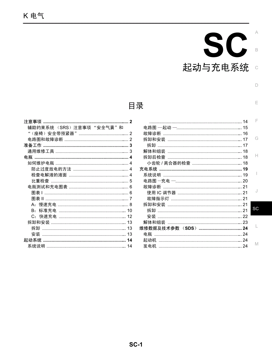 2005款日产贵士V42发动机起动与充电系统维修手册_第2页