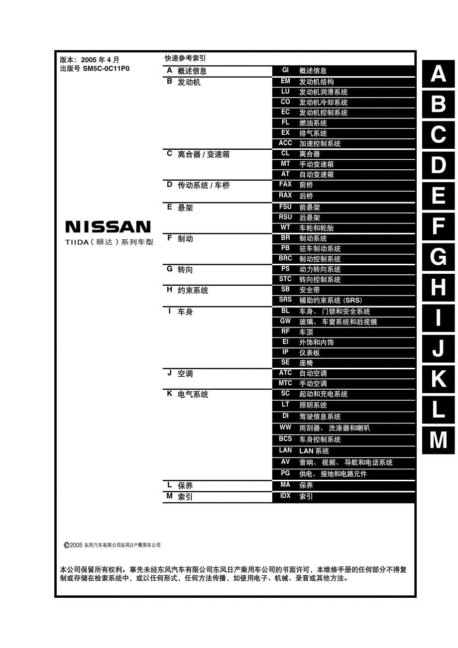 2005款东风日产TIIDA（颐达）车辆保养计划维修手册_第2页