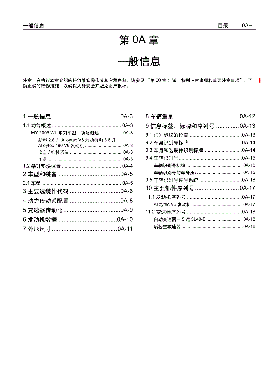 2005款上海通用别克荣誉（Royaum)车辆一般信息概述_第1页