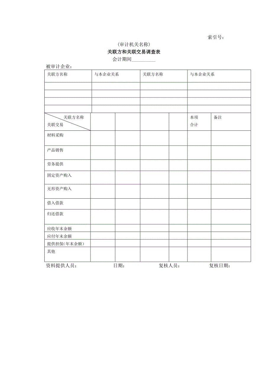 企业基本情况-关联方和关联方交易调查表_第1页