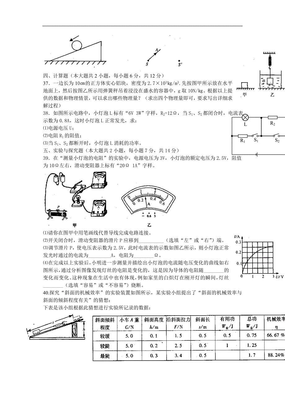 2008年四川省乐山市中考物理化学试题(有答案)_第5页