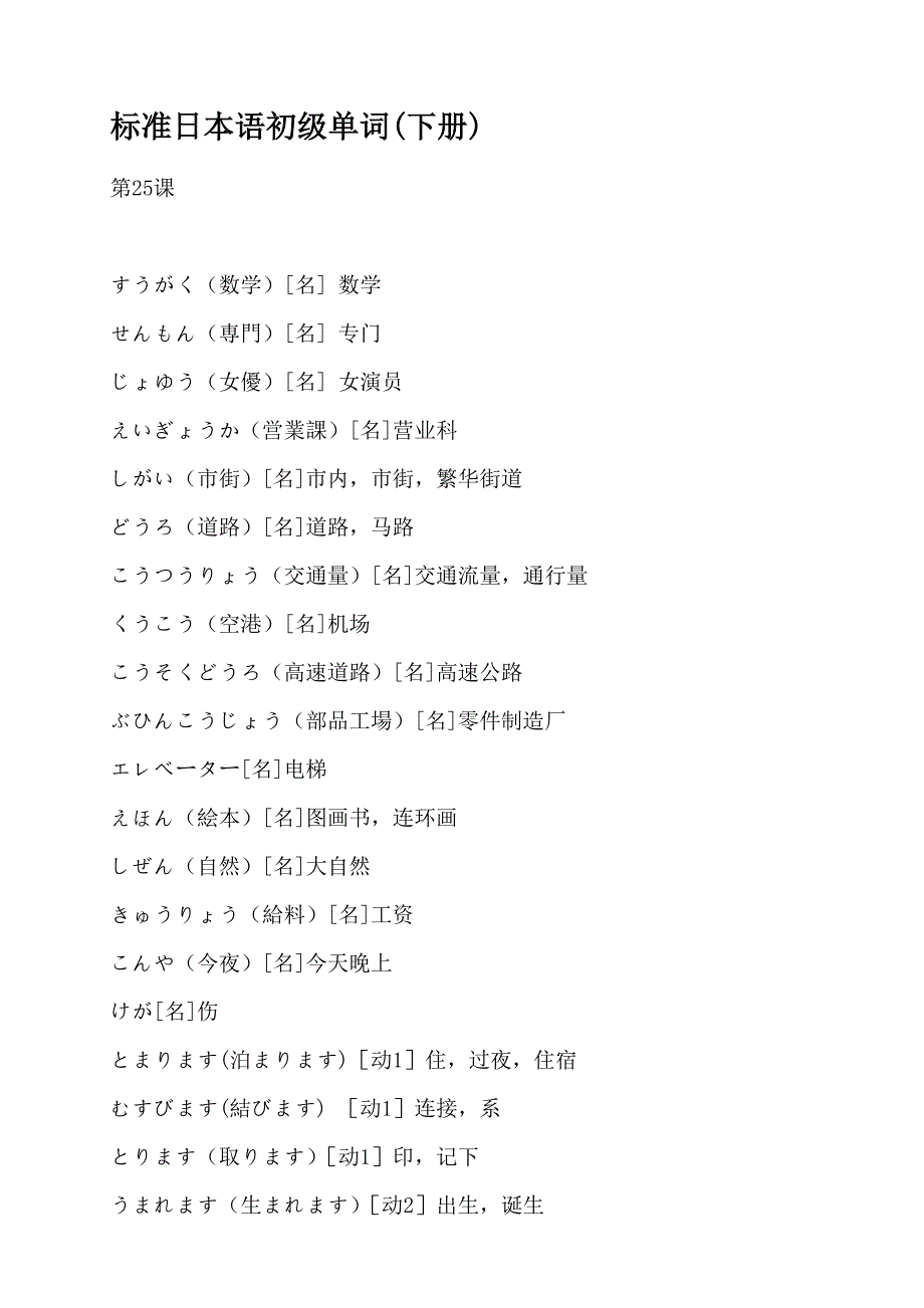 标准日本语初级单词(下册)_第1页