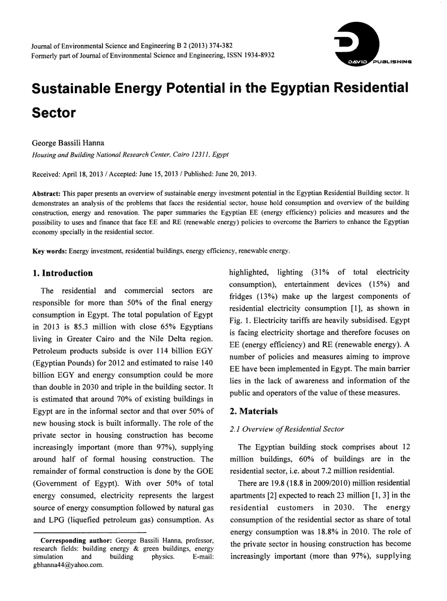 Sustainable Energy Potential in the Egyptian Residential Sector_第1页