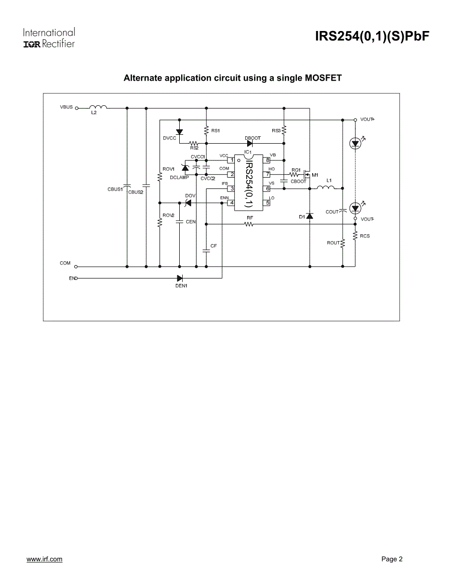 IRS2540-200V市电直驱1W多颗LED驱动IC，500mA规格书_第2页