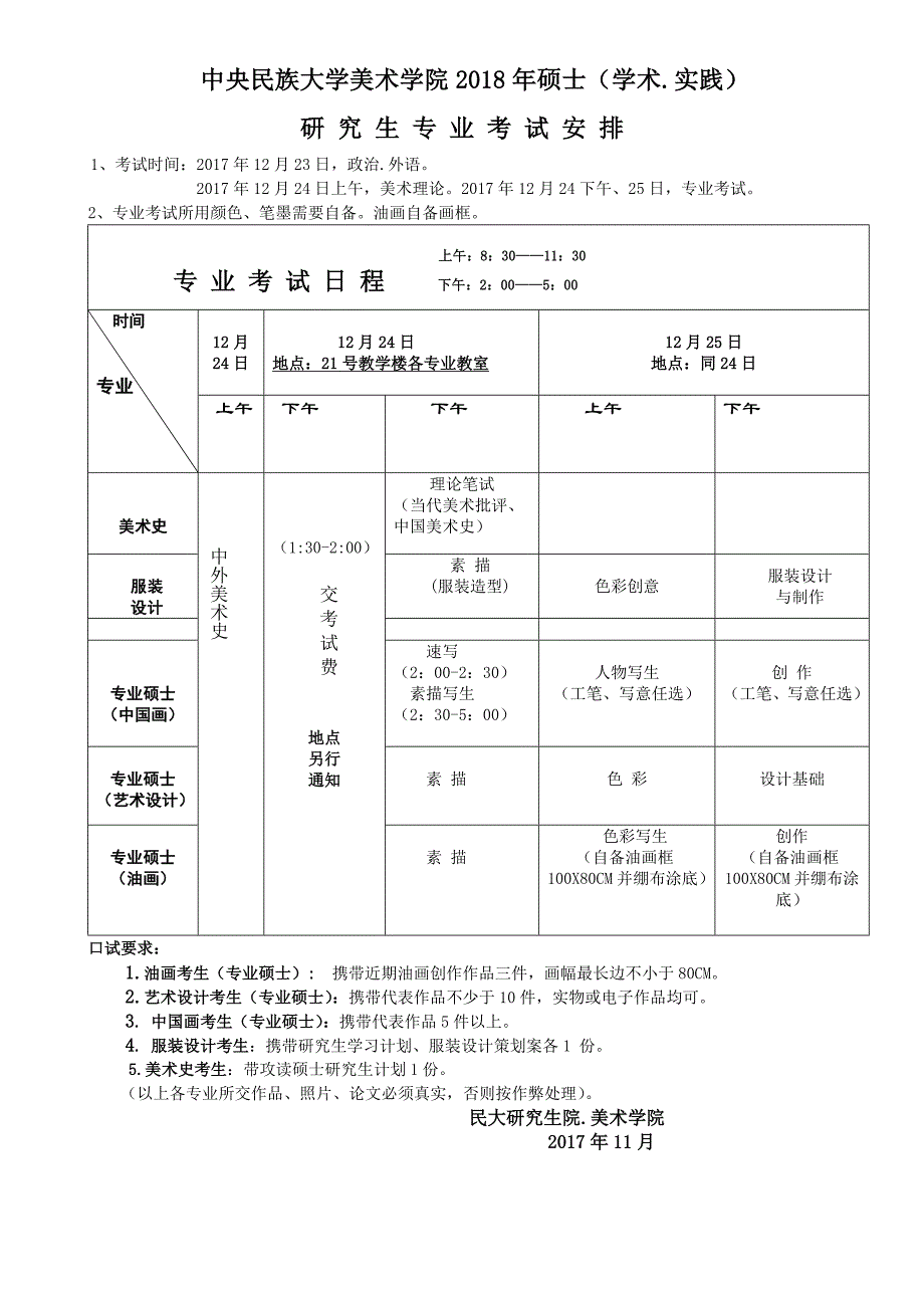 中央民族大学美术学院2018年硕士（学术.实践）_第1页