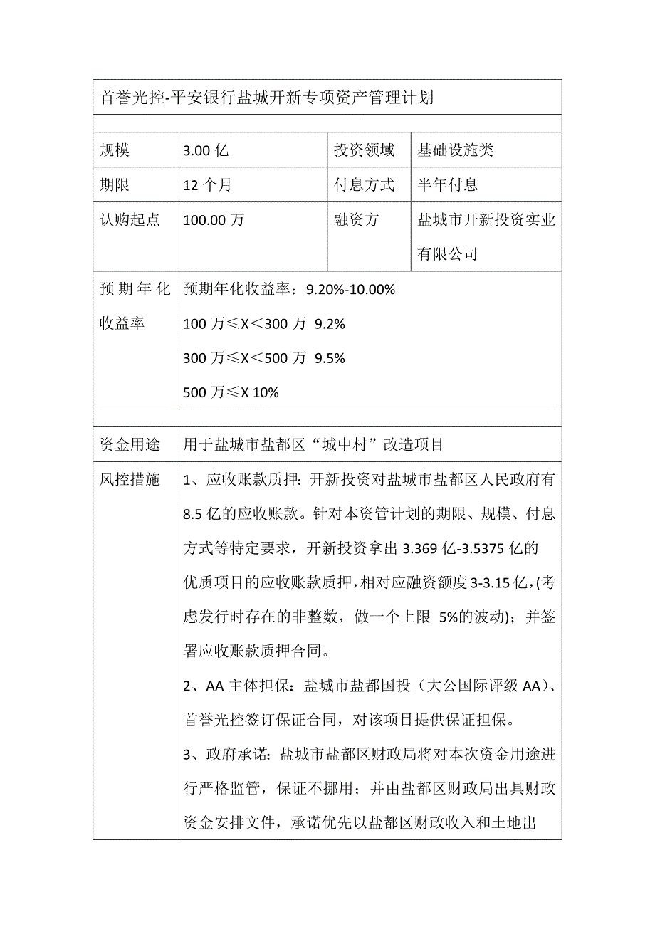 银行开新专项资产管理计划_第1页