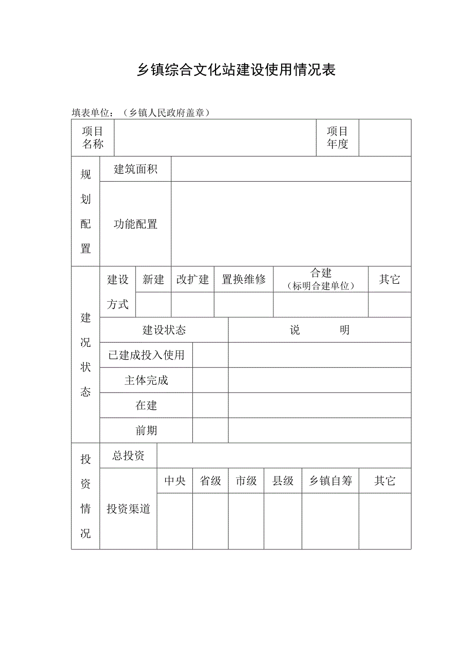 乡镇综合文化站建设使用情况表_第1页