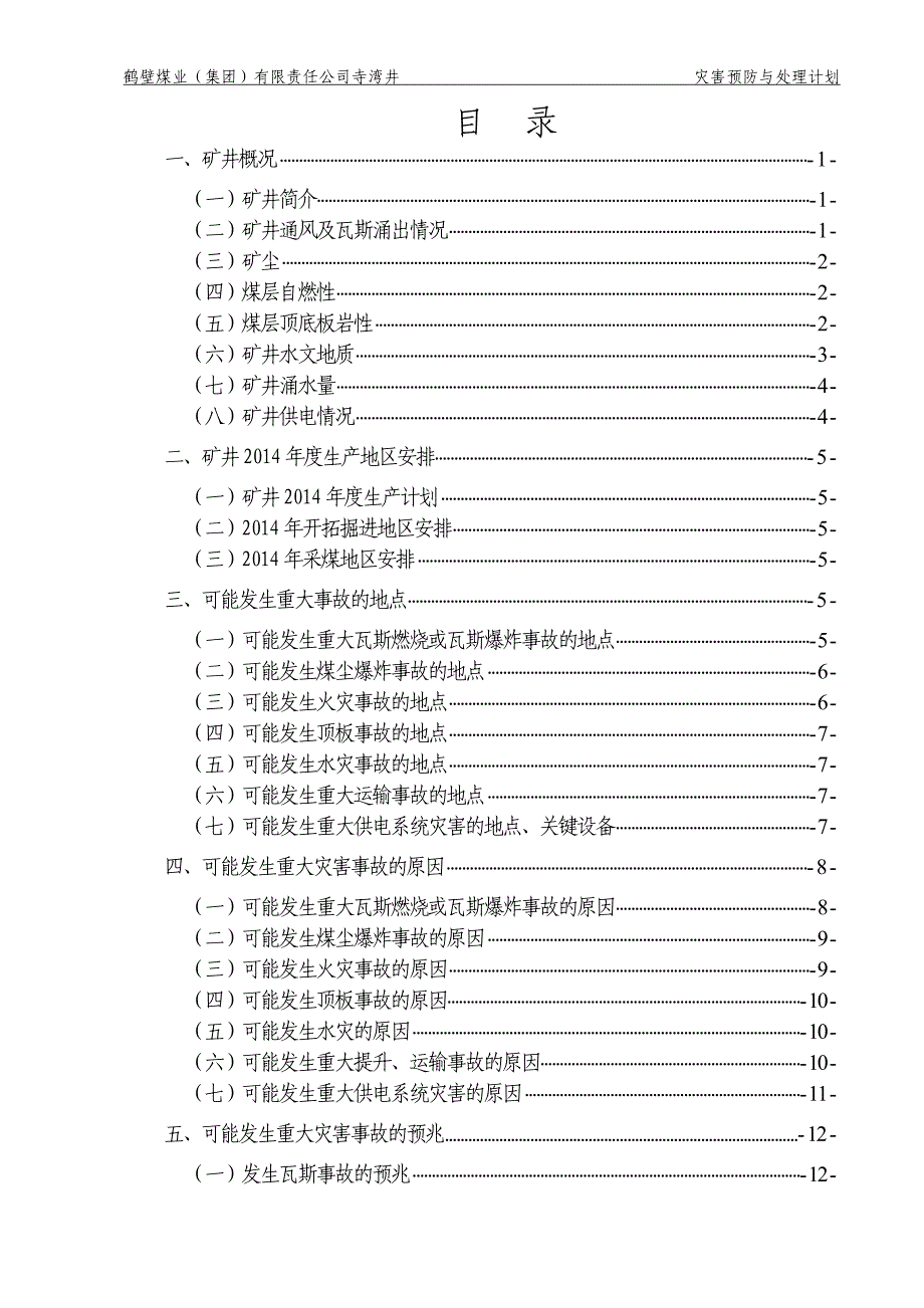 煤业（集团）有限责任公司灾害预防处理计划新_第1页