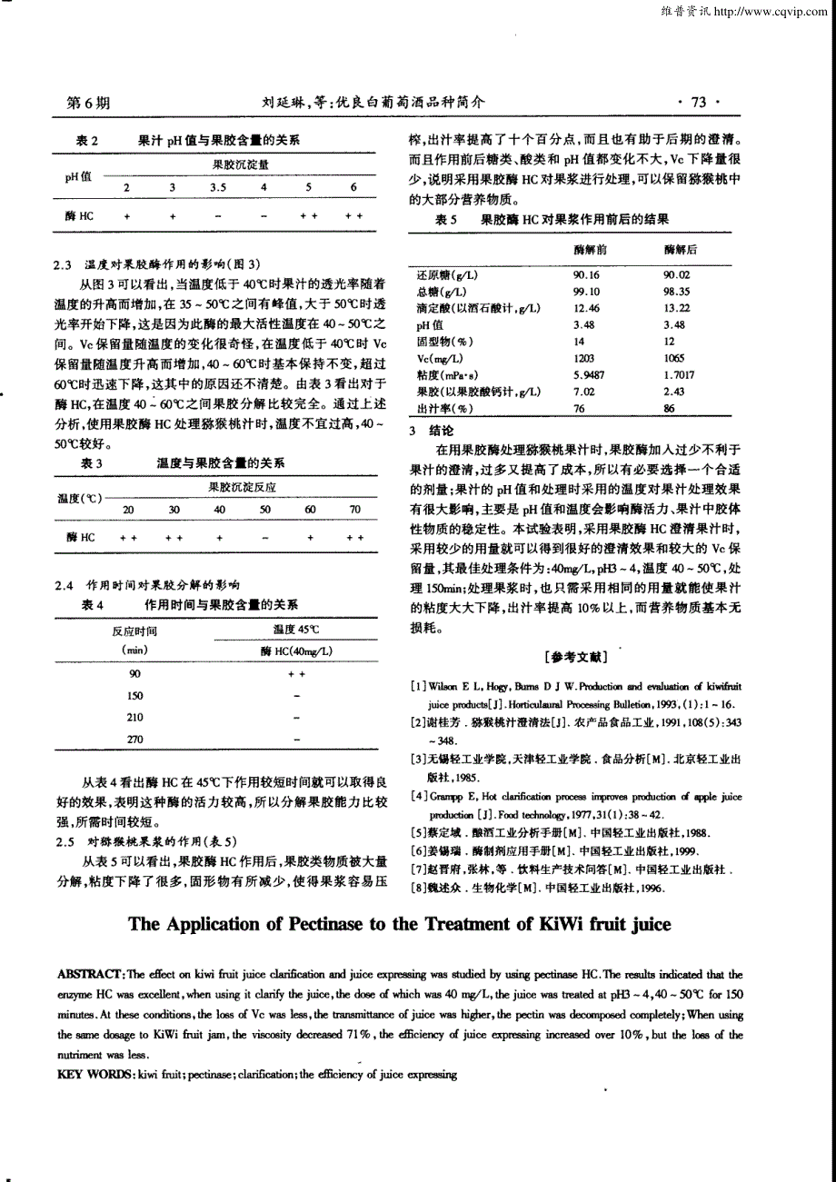 果胶酶在猕猴桃果汁处理中的应用_第3页