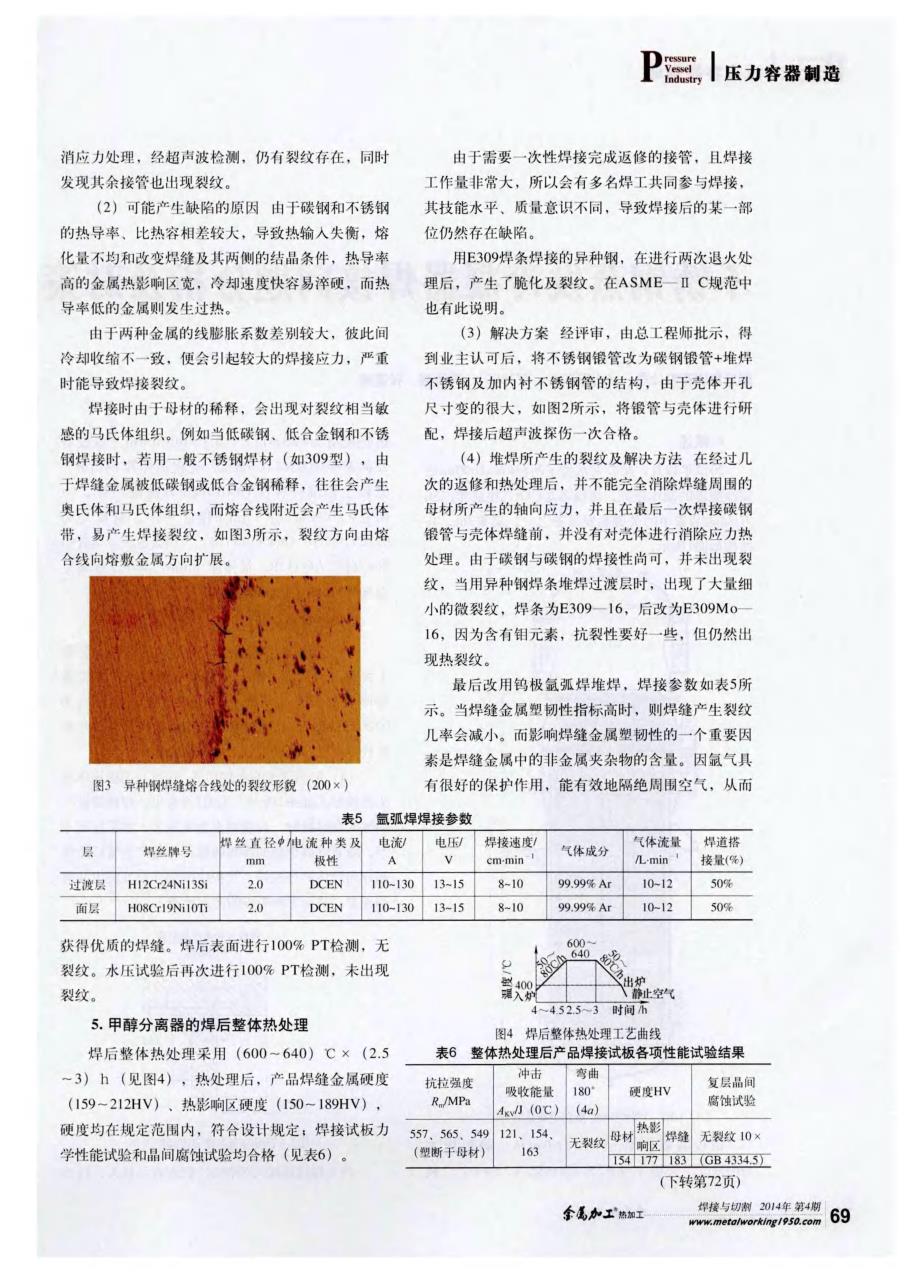 Q345R+0Cr18Ni10Ti复合板甲醇分离器的制造与缺陷分析修复_第3页