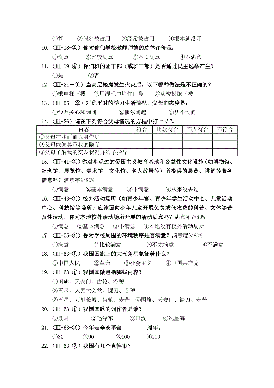 全国未成年人思想道德建设工作测评调查问卷_第2页