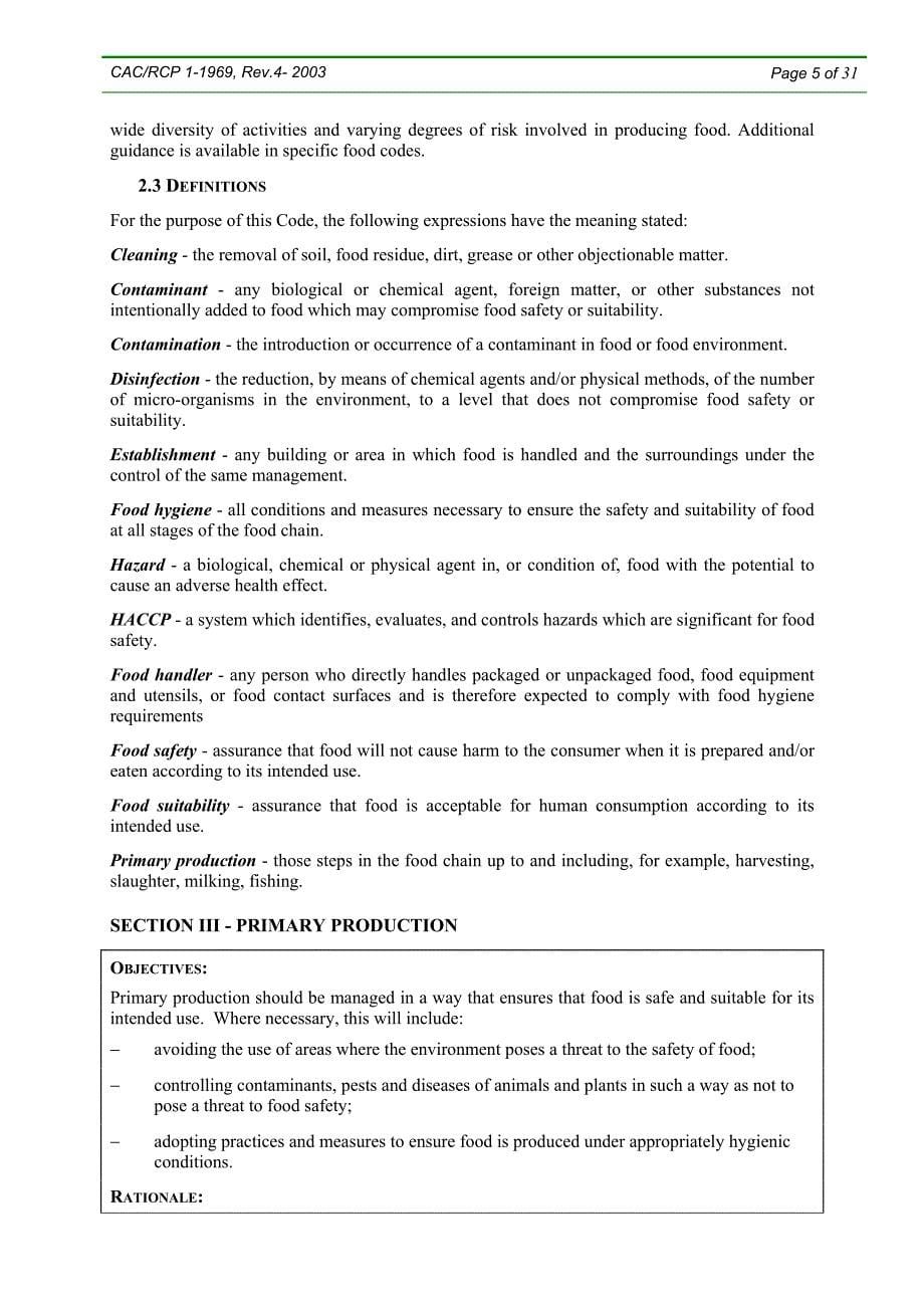 最新的食品卫生通则 英文版_第5页