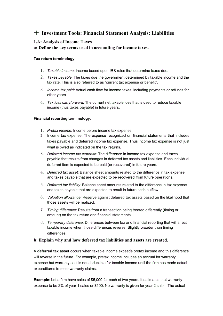 Investment Tools Financial Statement Analysis Liabilities_第1页