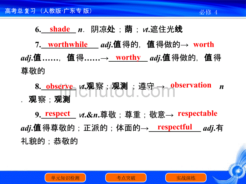 高三英语总复习(必修4)Unit1课件(共60张PPT.)_第5页