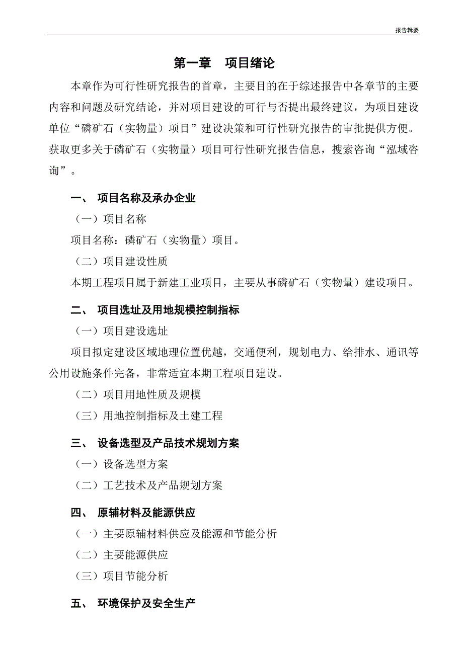 磷矿石（实物量）项目可行性研究报告_第4页