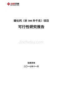 碳化钙（折300升千克）项目可行性研究报告