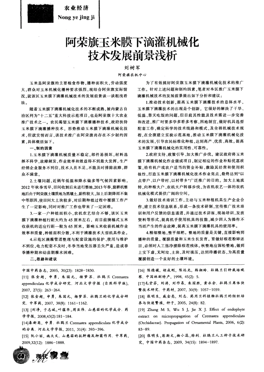 阿荣旗玉米膜下滴灌机械化技术发展前景浅析_第1页