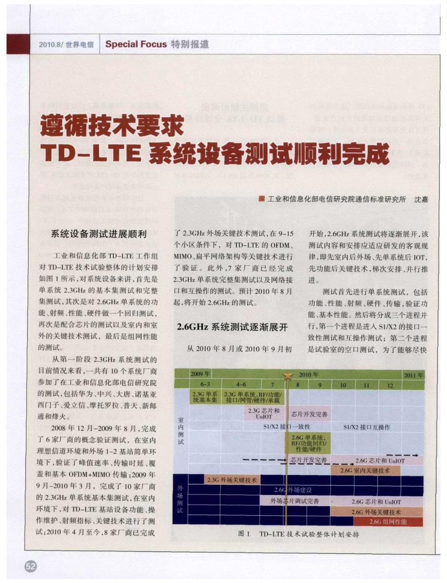 遵循技术要求  TD-LTE系统设备测试顺利完成_第1页