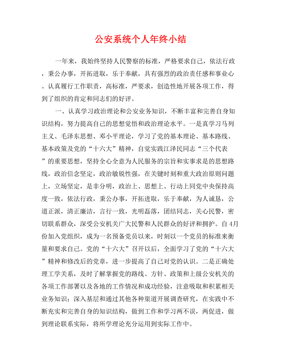 公安系统个人年终小结_第1页