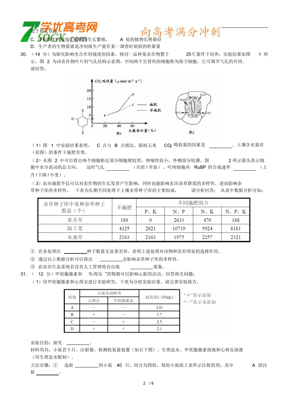 2012绍兴二模(生物)word版_第2页
