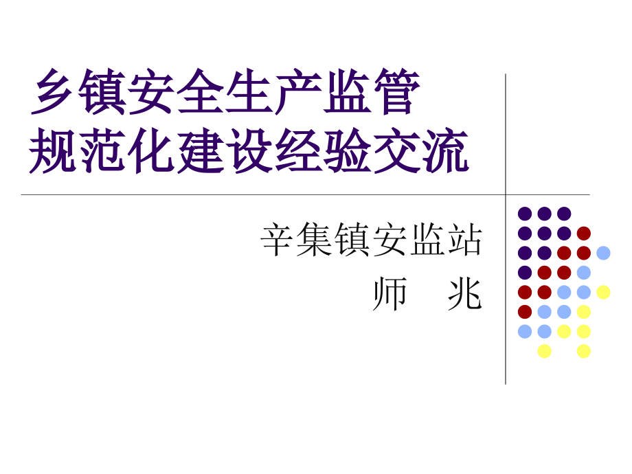 乡镇安全生产监管 规范化建设经验交流_第1页