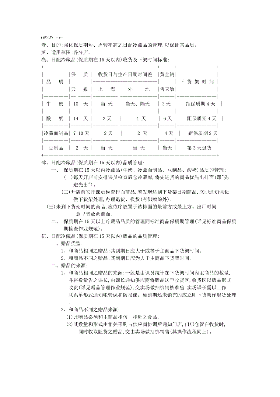 日配冷藏品保质期管理作业规范_第1页