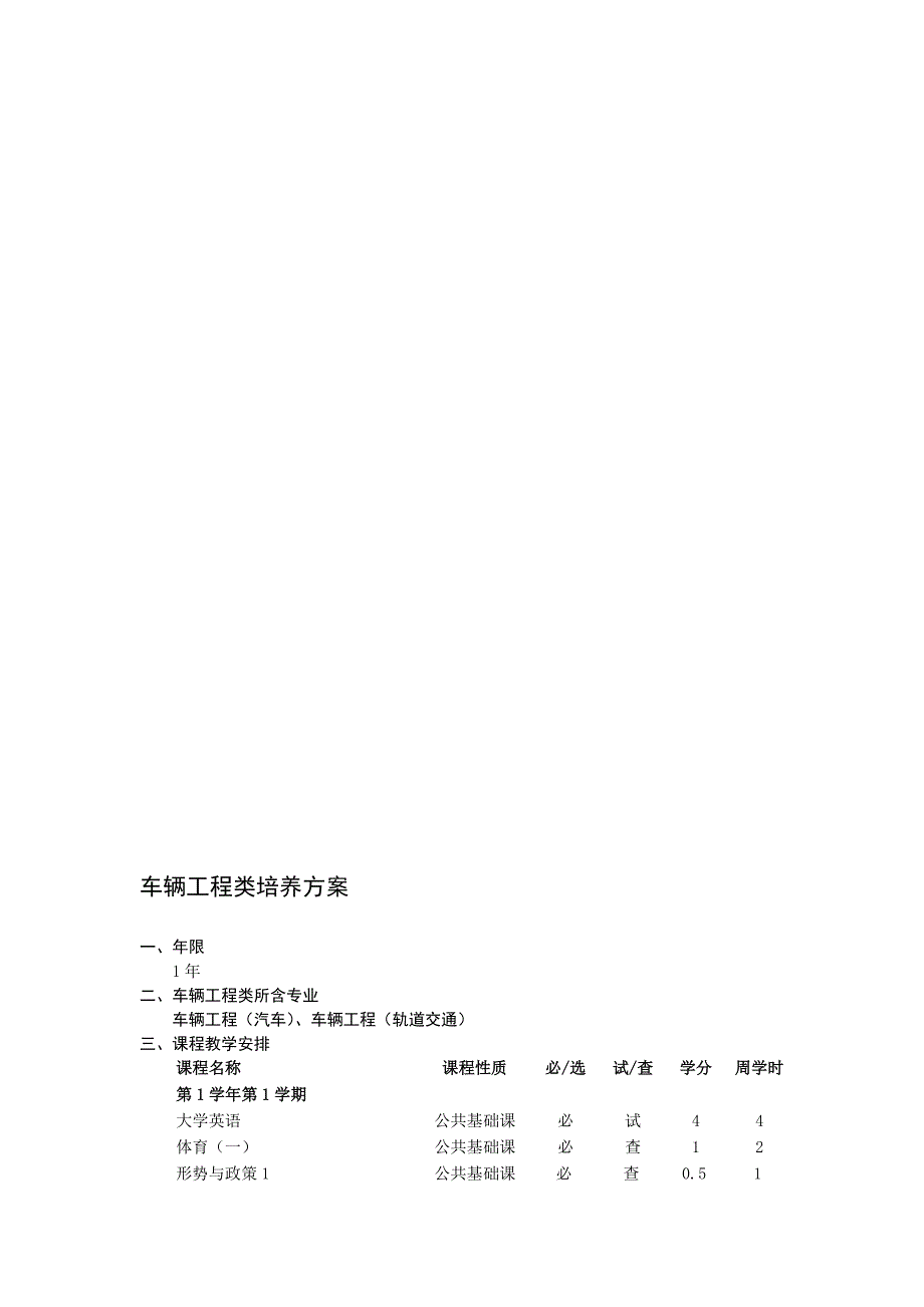 同济大学汽车学院本科培养方案及各专业课程安排_第1页