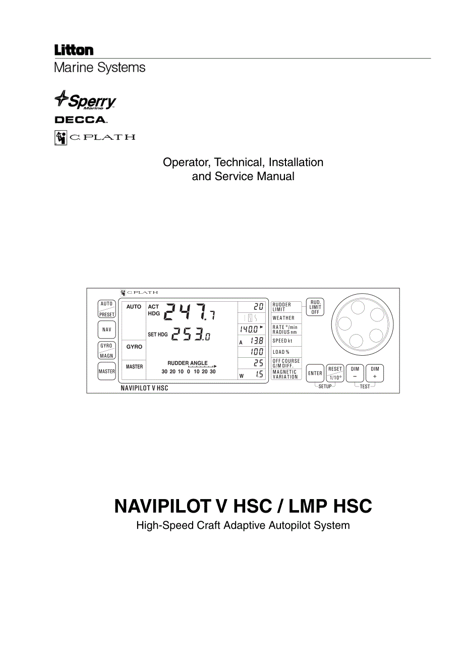 C.PLATH  Navipilot V HSC LMP HSC自动导航英文说明书_第1页