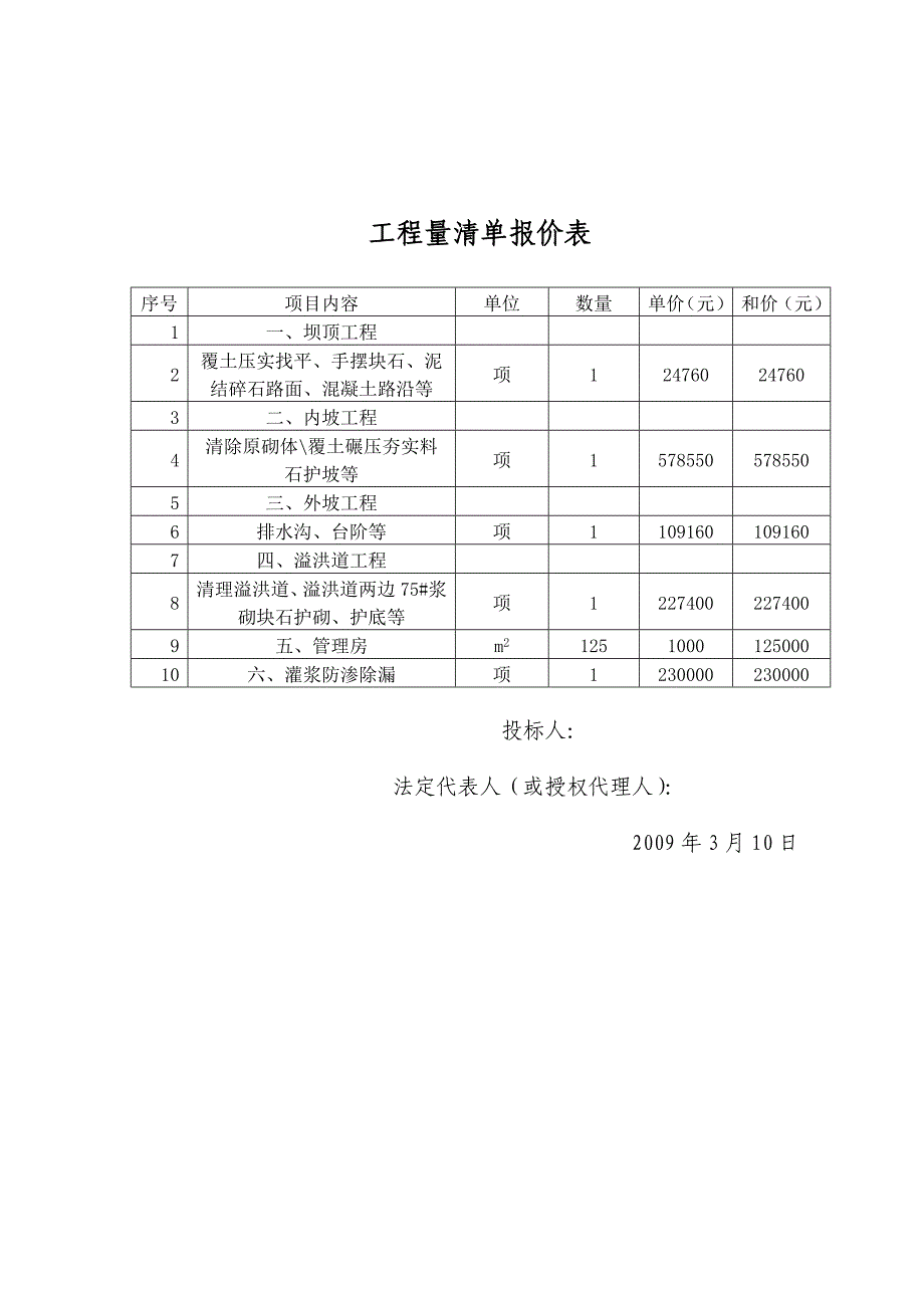 山亭区北庄镇东洋泉水库除险加固工程施工投标书_第4页