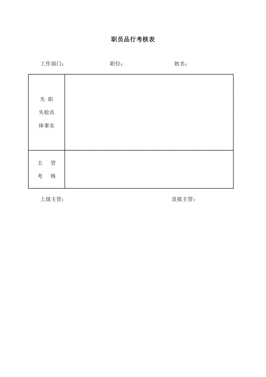 职员品行考核表（WORD模板）_第1页