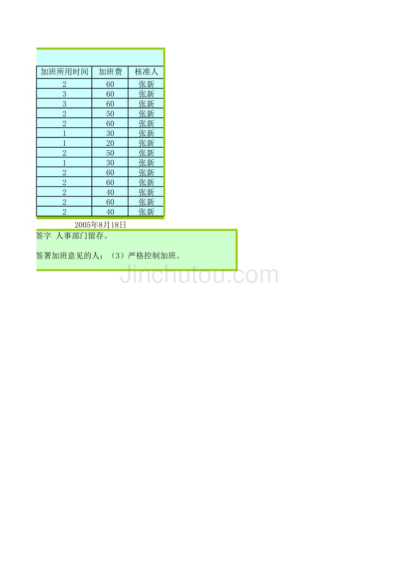 加班记录表（EXCEL模板）(001)_第2页