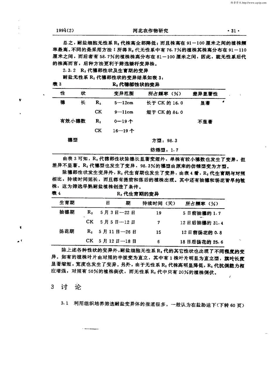 冬小麦耐盐无性系及后代性状变异_第5页