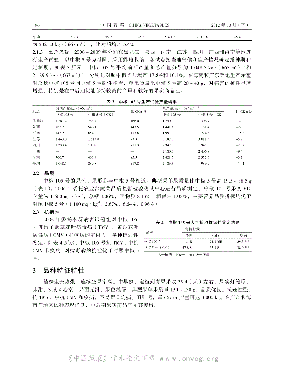 中早熟甜椒新品种中椒105号的选育_第3页
