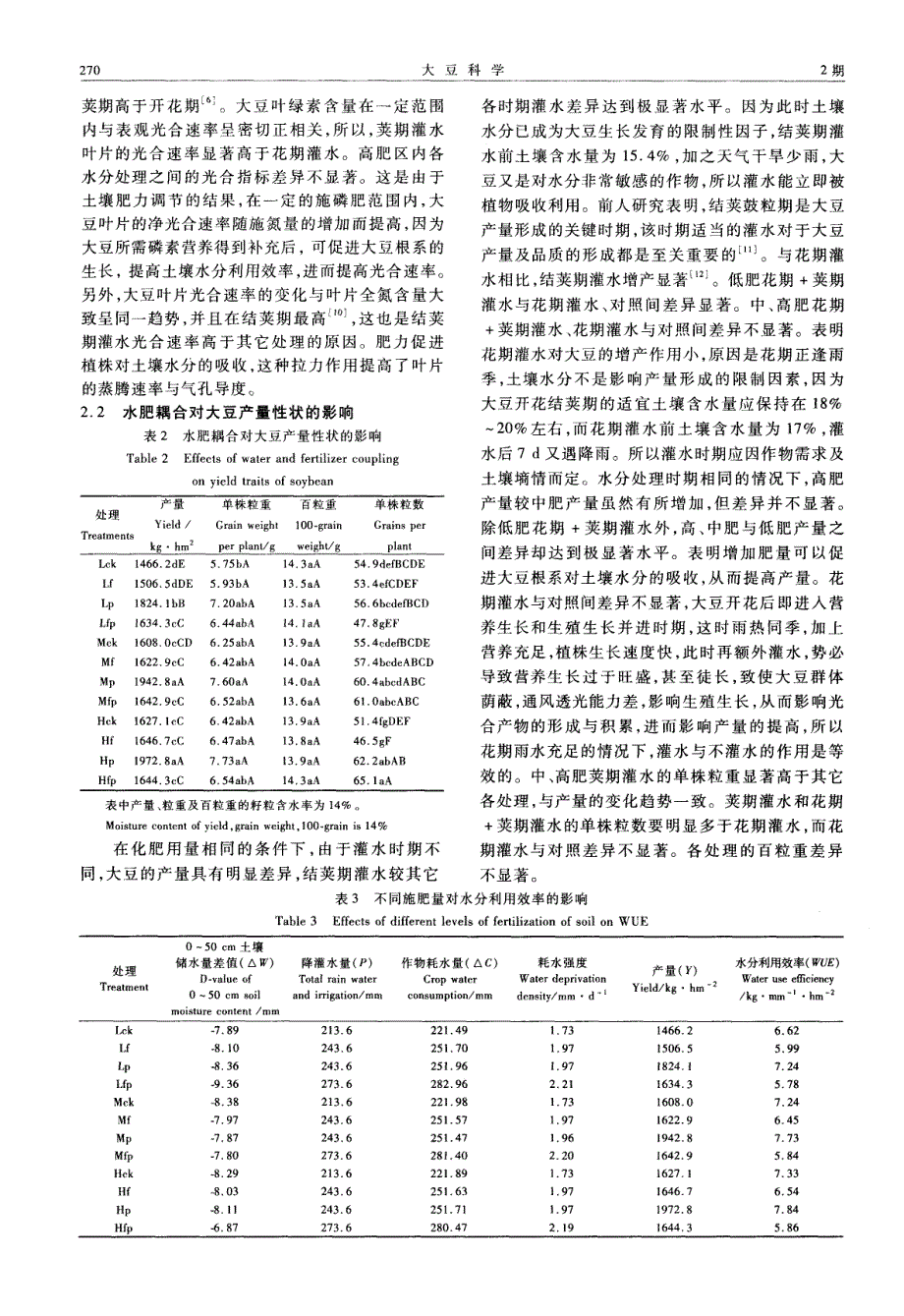 水肥耦合对大豆光合特性及产量的影响_第3页