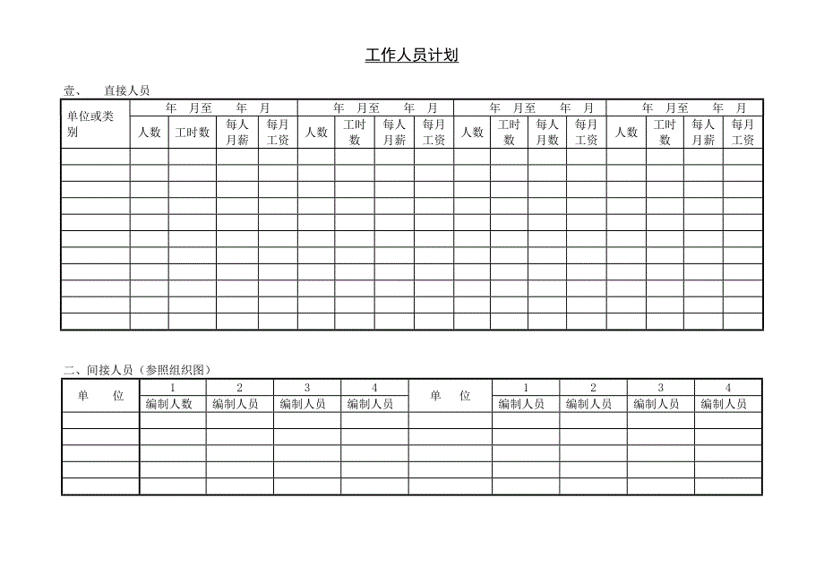 工作人员计划【WORD表格模板】生产管理_第1页