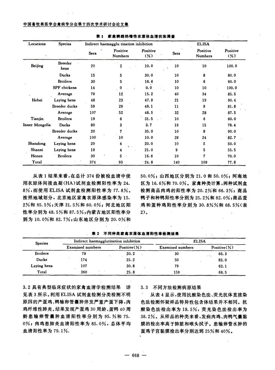 北京周边地区家禽鹦鹉热嗜性衣原体病的流行调查_第3页